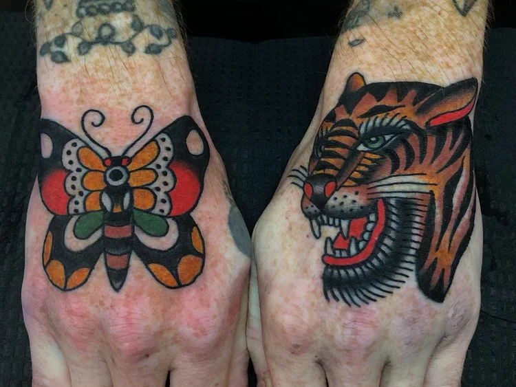 Traditional hand tattoos