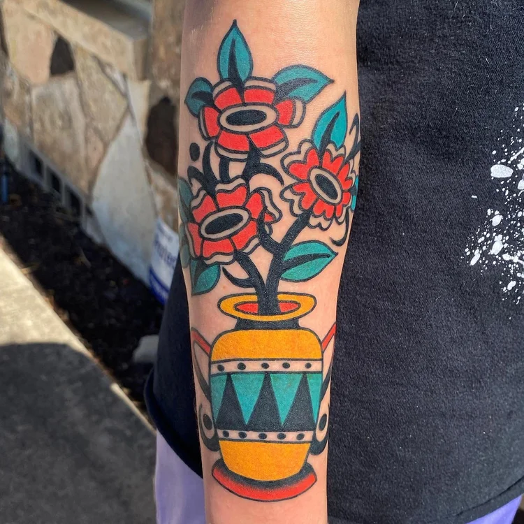 Traditional color tattoo work